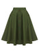 Army Green 1950s Pocket Buttoned Skirt