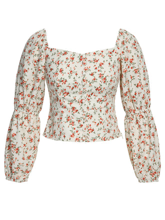 1960s Ditsy Floral Square Neck Blouse