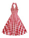 1950s Halter Plaid Belted Swing Dress