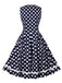 Navy Blue 1950s Polka Dots Lapel Dress