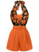 Orange 1950s Halloween Pumpkin Halter Romper