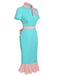 Turquoise 1930s Polka Dots Ruffles Dress