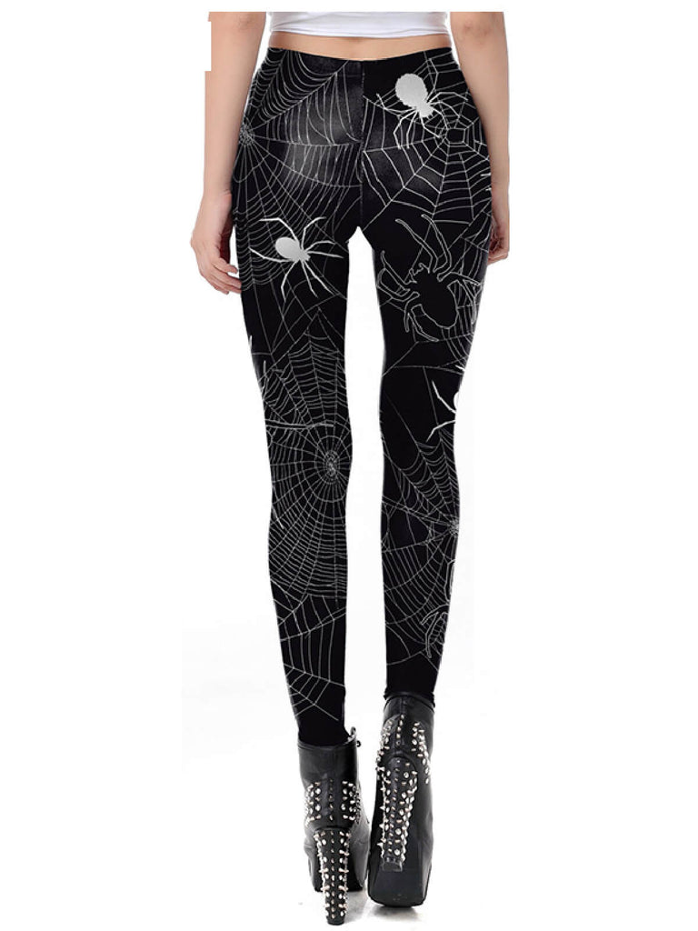 Black Halloween Spider Web Leggings