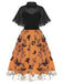 Black & Orange 1950s 3D Butterfly Cloak Dress