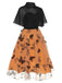 Black & Orange 1950s 3D Butterflys Cloak Dress