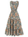 1930s V-Neck Floral Sleeveless Dress