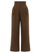 Dark Brown 1930s Buttoned Solid Shift Pants