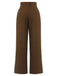 Dark Brown 1930s Buttoned Solid Shift Pants