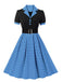[Plus Size] 1950s Color Block Polka Dots Lapel Dress
