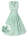 Mint Green 1950s Striped V-Neck Dress