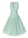 Mint Green 1950s Striped V-Neck Dress