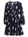 [Plus Size] 1950s V-Neck Feather Waist Dress
