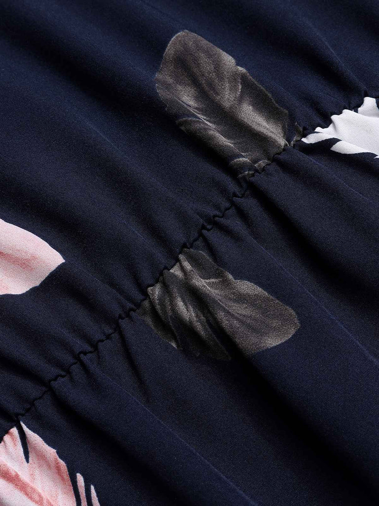 [Plus Size] 1950s V-Neck Feather Waist Dress