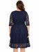 [Plus Size] Blue 1950s Lace Half Sleeves Dress