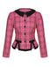 Pink 1950s Woven Plaids Long Sleeve Coat