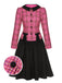 2PCS 1950s Plaids Woven Coat & Solid Skirt