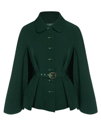 Green 1940s Lapel Cape Coat