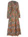 1940s V-Neck Floral Long-Sleeved Dress