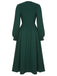 Green 1940s Top Elastic Regular Sleeve Dress