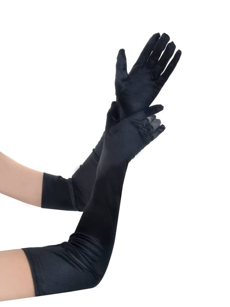 Vintage Solid Satin Long Gloves