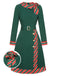 Green 1940s Stripe Patchwork Dress With Belt