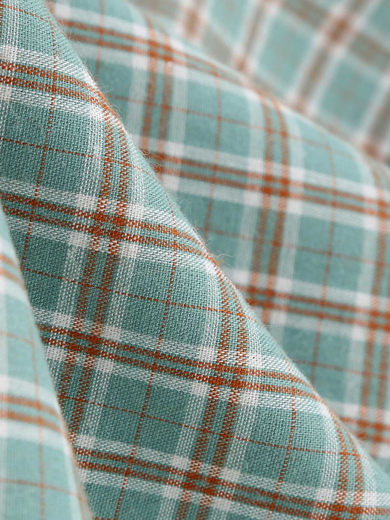 1950s Lapel Plaids Belted Dress