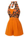 Orange 1950s Halloween Pumpkin Halter Romper