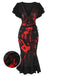 Black 1930s V-Neck Blood Handprint Fishtail Dress