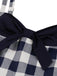 Navy Blue 1950s Plaid Strap Swing Dress
