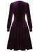 Purple 1940s Solid Velvet Buttons Dress