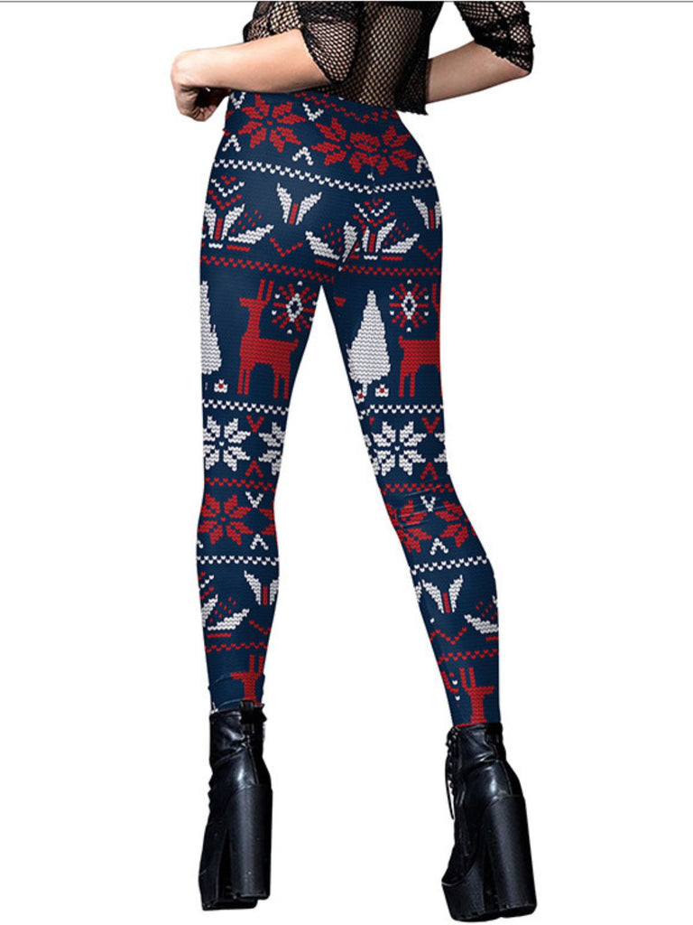 1960s Christmas Printed Cute Leggings