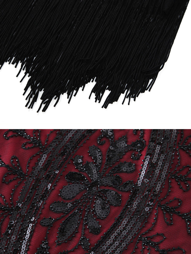 1920s Sequined Fringed Sleeveless Dress