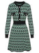 Green 1940s Knitted Floral A-Line Dress