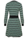 Green 1940s Knitted Floral A-Line Dress