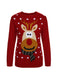 Red 1940s Christmas Reindeer Knit Sweater