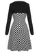 Black 1940s Contrast Plaid Patchwork Dress