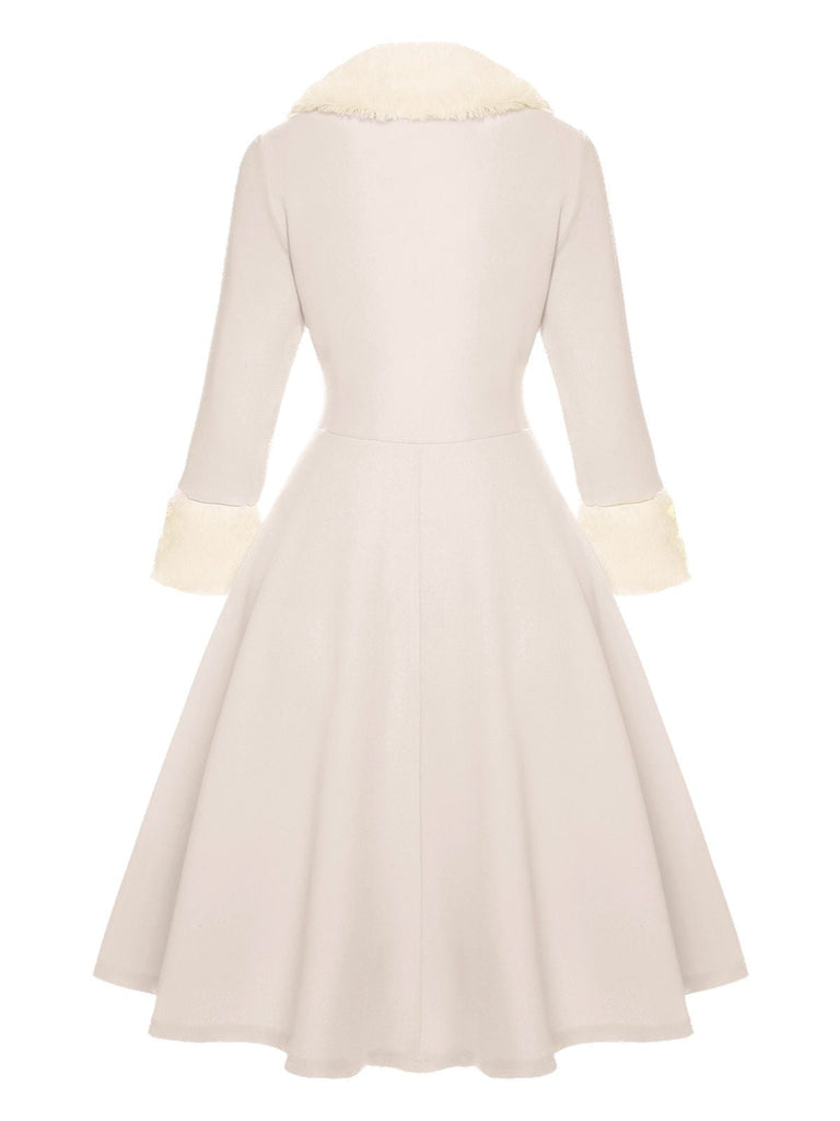 White 1950s Christmas Lapel Dress