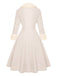 White 1950s Christmas Lapel Dress