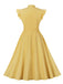 1950s Solid Ruffle Sleeve Bow Neck Dress