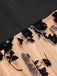 Beige 1950s Floral Mesh Patchwork Belt Dress