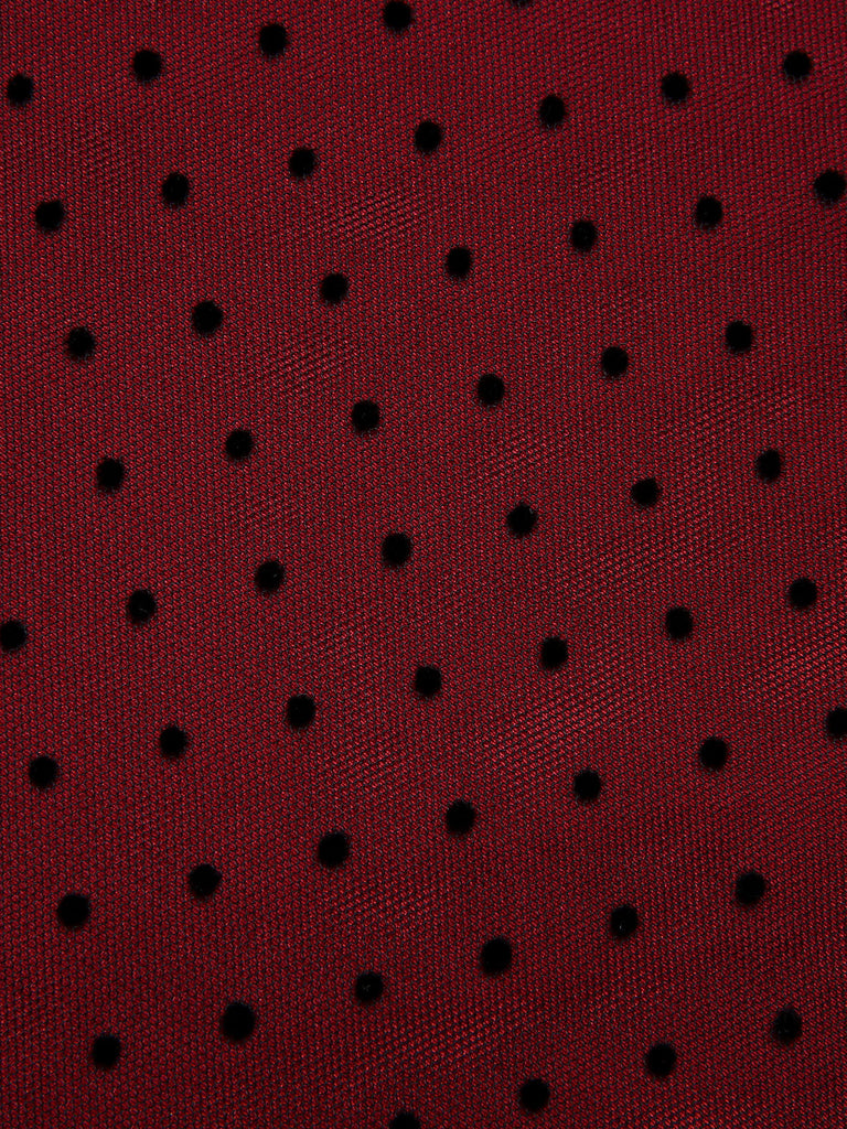 Wine Red 1950s Polka Dots Drop Shoulder Belt Dress