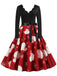 Christmas 1950s V-Neck Patchwork Swing Dress