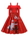 Christmas Suspender Ruffle Long Sleeve Dress