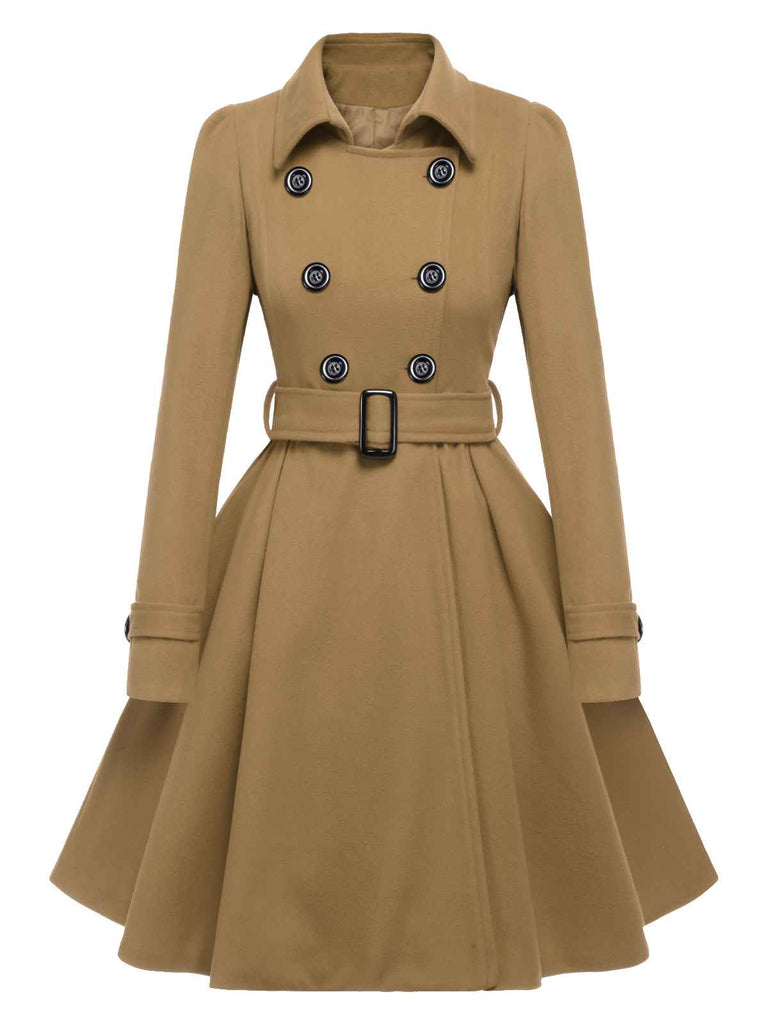 1950s Solid Color Lapel Slim Coat