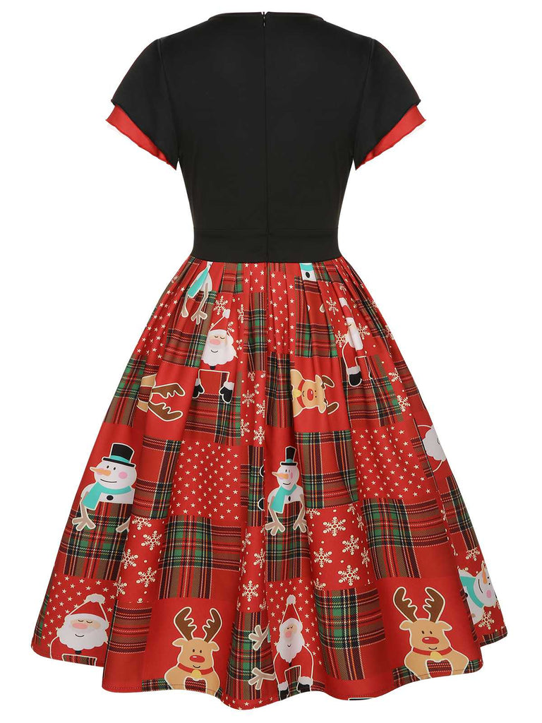 Red 1950s Christmas Plaid Santa Claus Dress