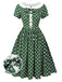 Green 1940s Polka Dot Bowknot Patchwork Dress