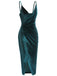 1960s Solid Velvet V-Neck Strap Dress
