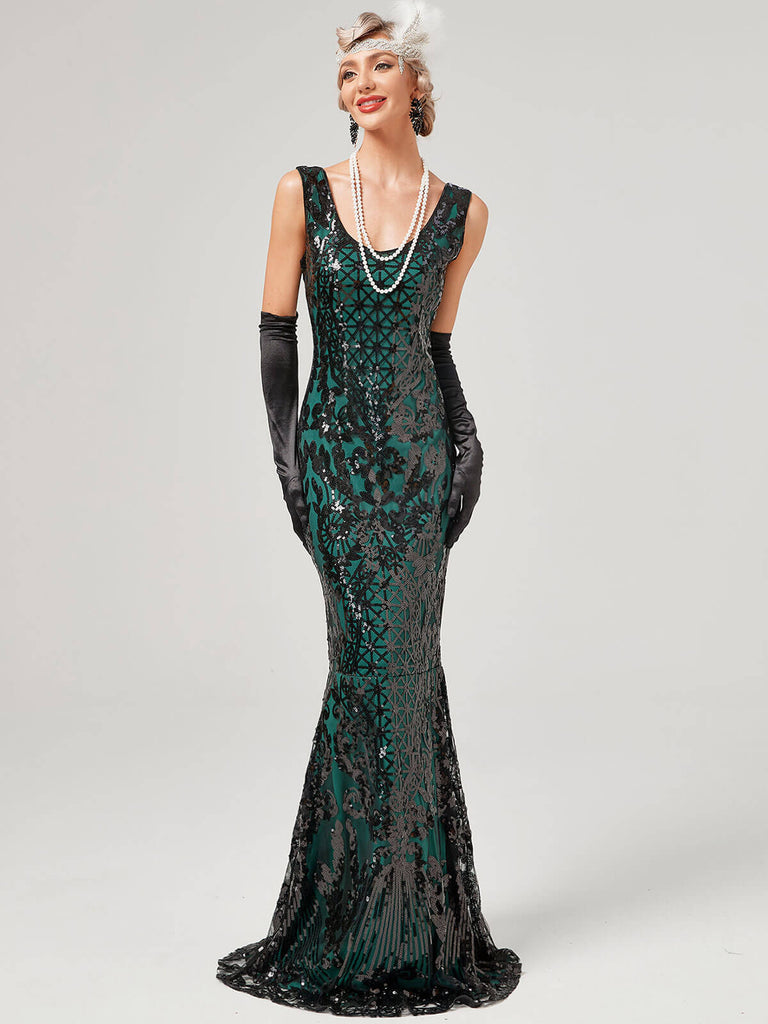 1920s Sequined Floor-Length Charleston Dress