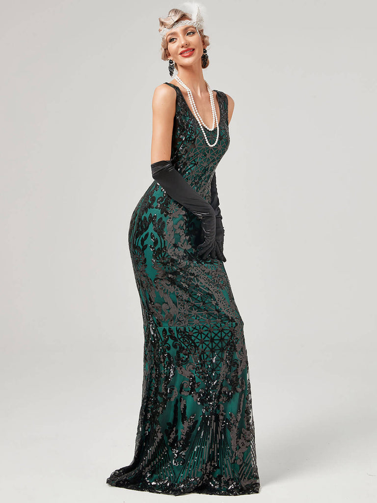 1920s Sequined Floor-Length Charleston Dress