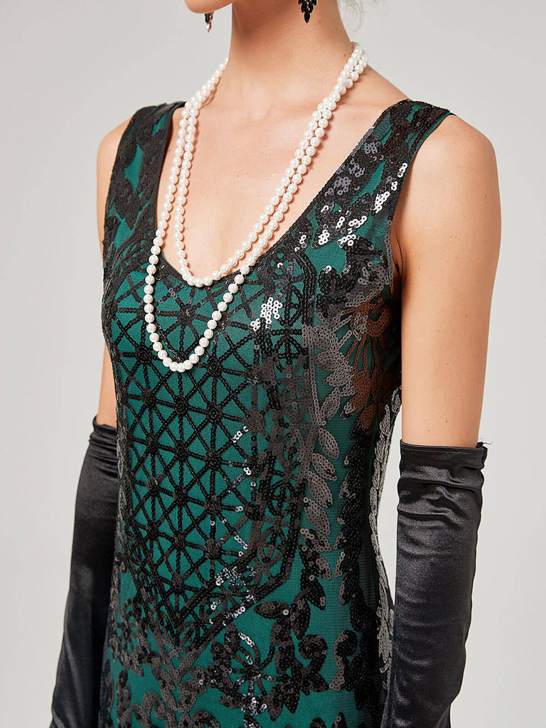 1920s Sequined Floor-Length Charleston Dress